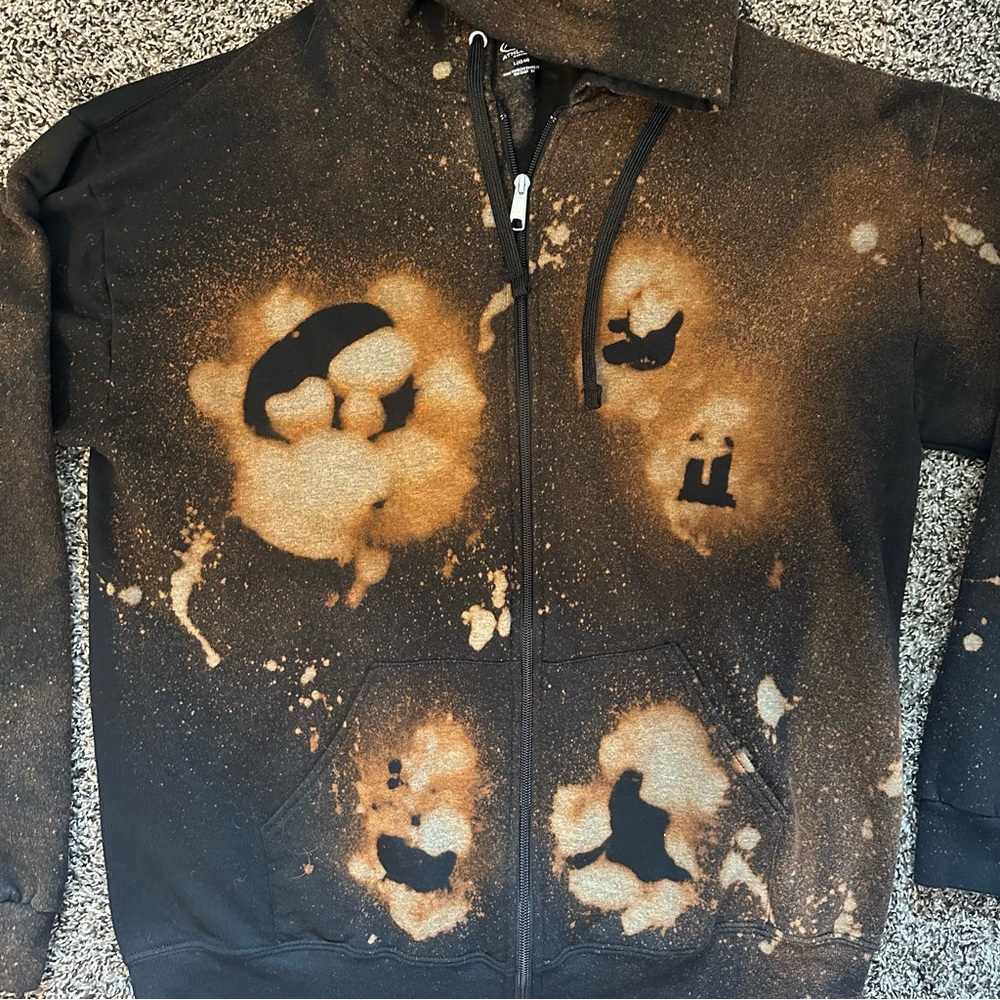Unique Black and Brown Splatter Hoodie - Picture 2 of 4